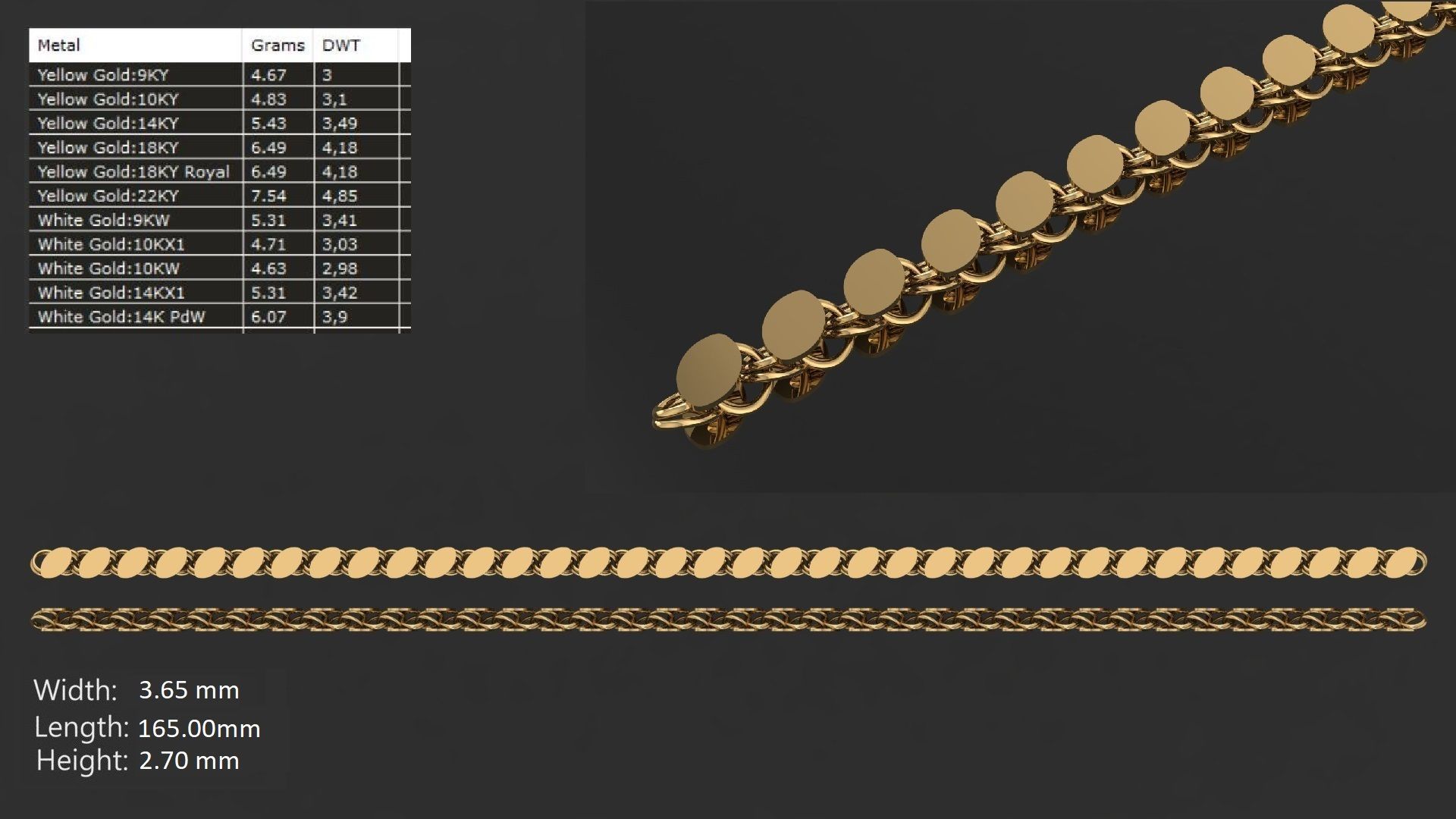 LIGHT WEIGHT LINK CHAIN BRACELT - 90 PIECES READY FOR PRINT 3D print model_62