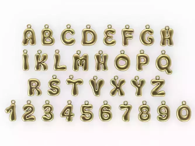 Alphabet pendants Set of letters and numbers Collection 5