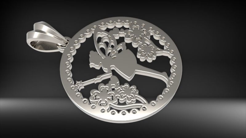 Fairy Pendant Necklace Charm Jewelry 3D print model_12