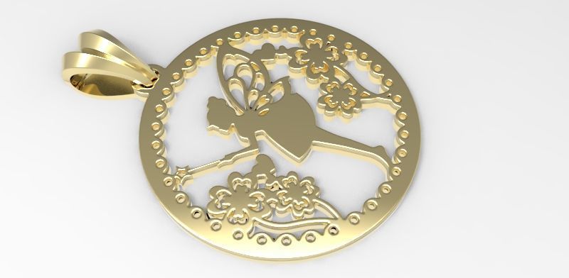 Fairy Pendant Necklace Charm Jewelry 3D print model_10