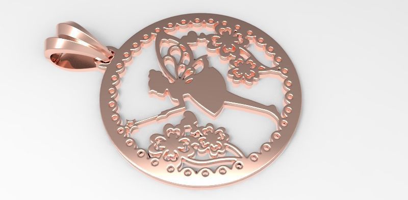Fairy Pendant Necklace Charm Jewelry 3D print model_9