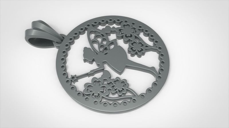 Fairy Pendant Necklace Charm Jewelry 3D print model_4