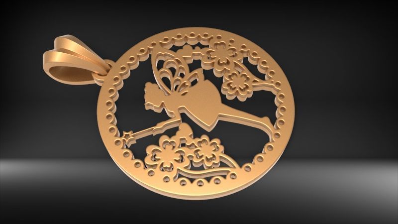 Fairy Pendant Necklace Charm Jewelry 3D print model_13