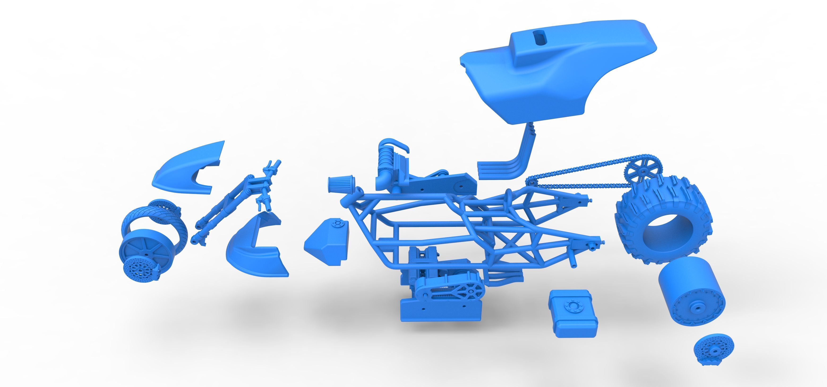 Top fuel Dirt dragster motorcycle Scale 1 to 25 3D print model_60