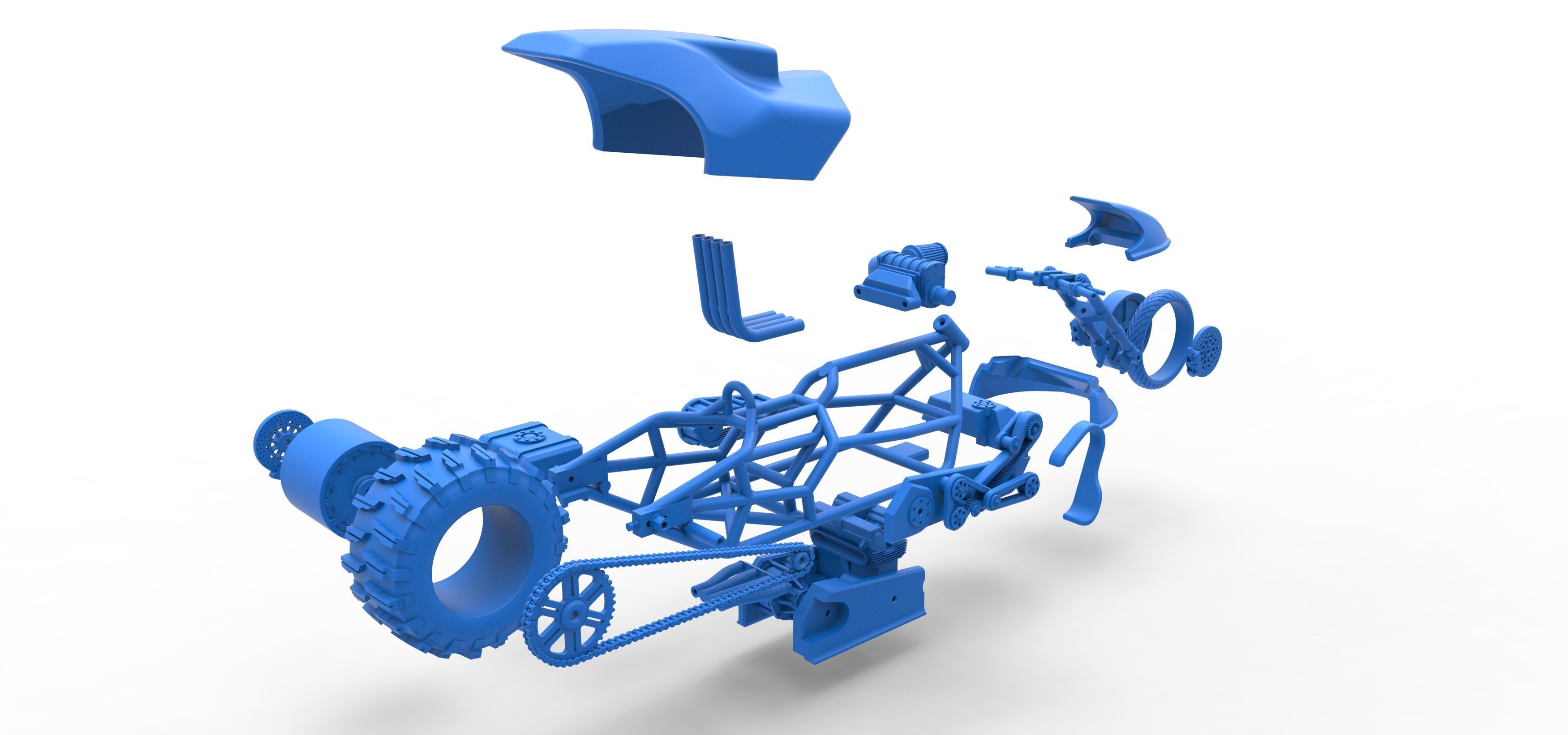 Top fuel Dirt dragster motorcycle Scale 1 to 25 3D print model_63