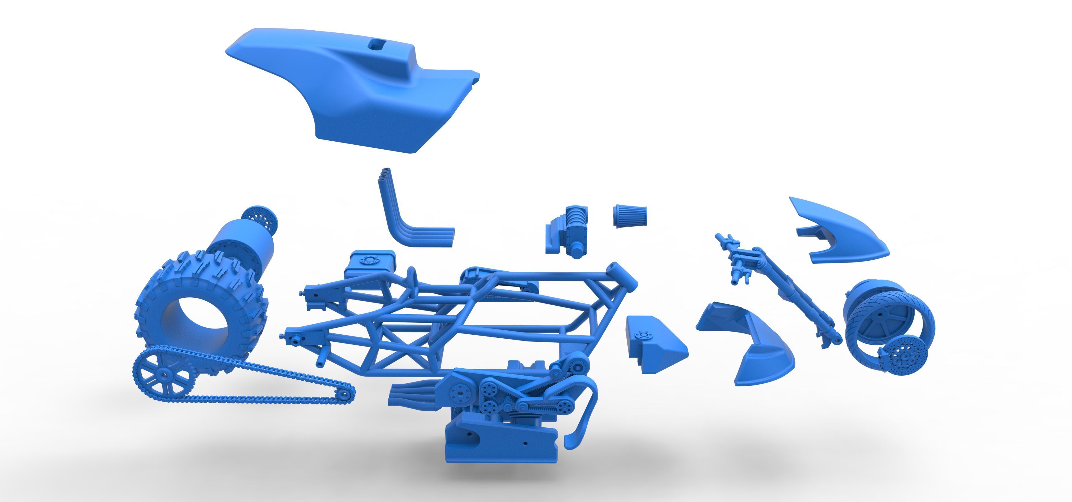 Top fuel Dirt dragster motorcycle Scale 1 to 25 3D print model_64