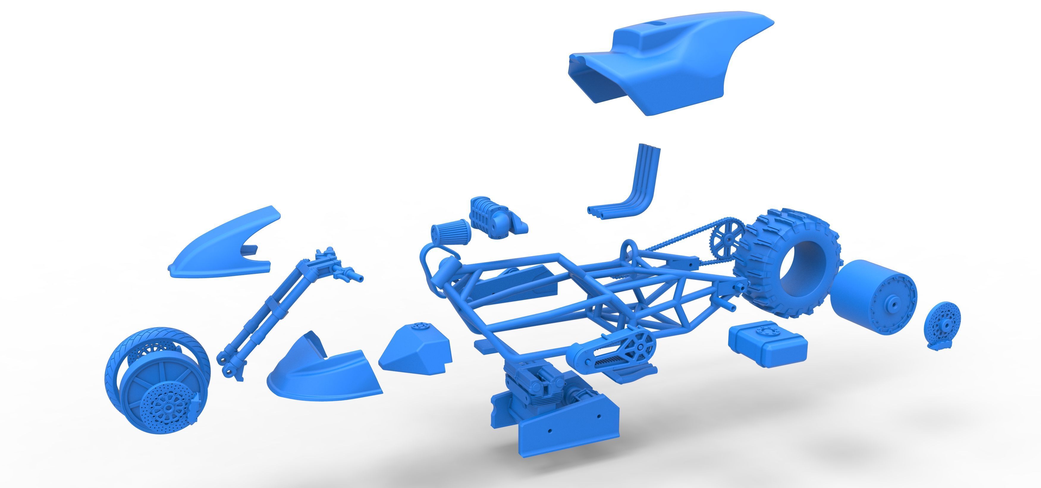 Top fuel Dirt dragster motorcycle Scale 1 to 25 3D print model_55