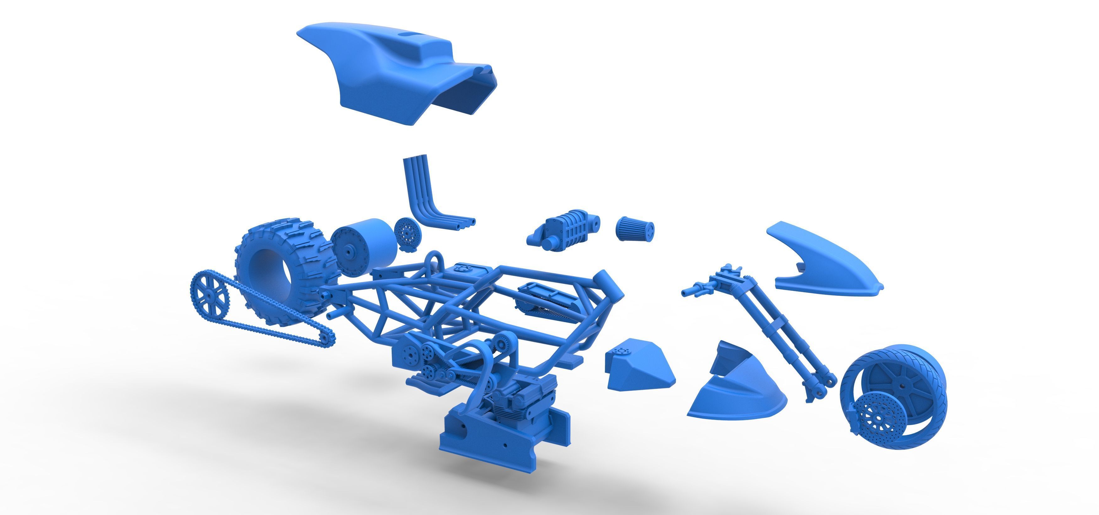 Top fuel Dirt dragster motorcycle Scale 1 to 25 3D print model_65