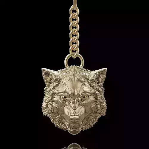 Wolf key silver gold jewelry printable 3d model