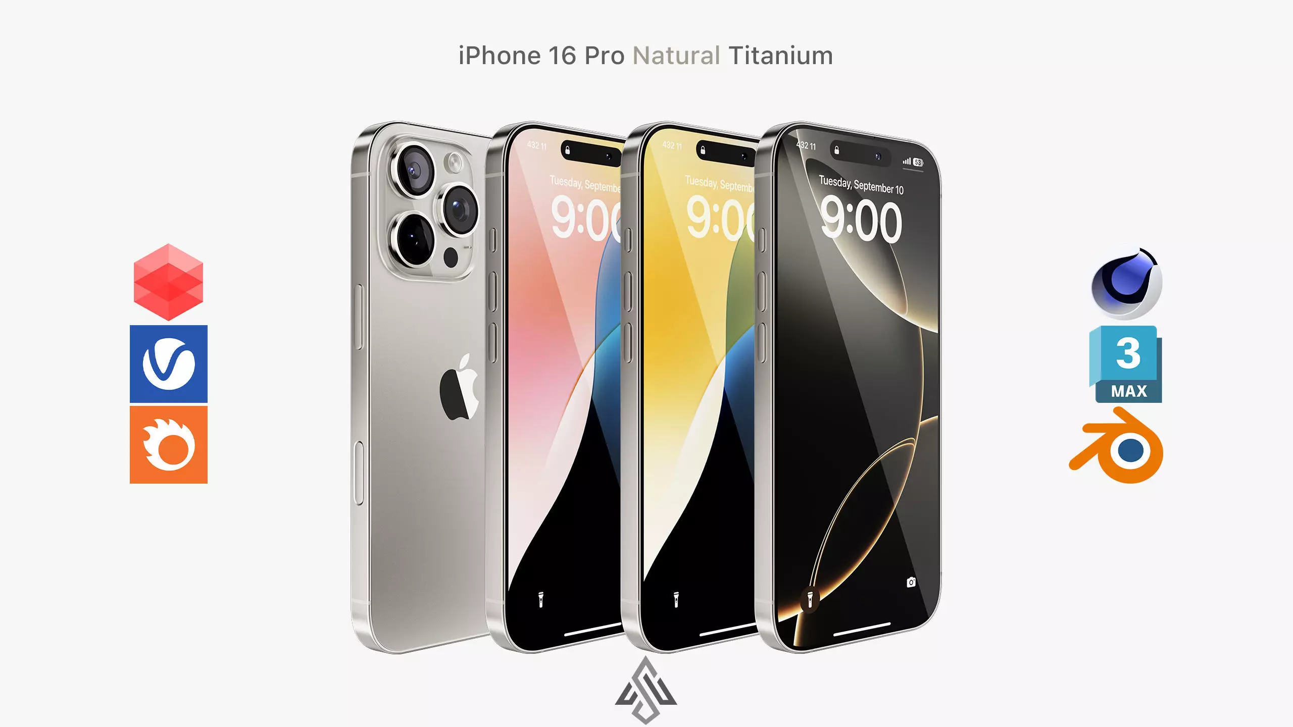 Apple iPhone 16 Pro Natural Titanium 3D model