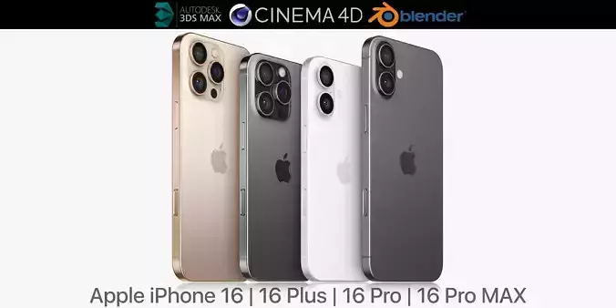 Apple iPhone 16 and 16 Plus and 16 Pro and 16 Pro MAX 3D model