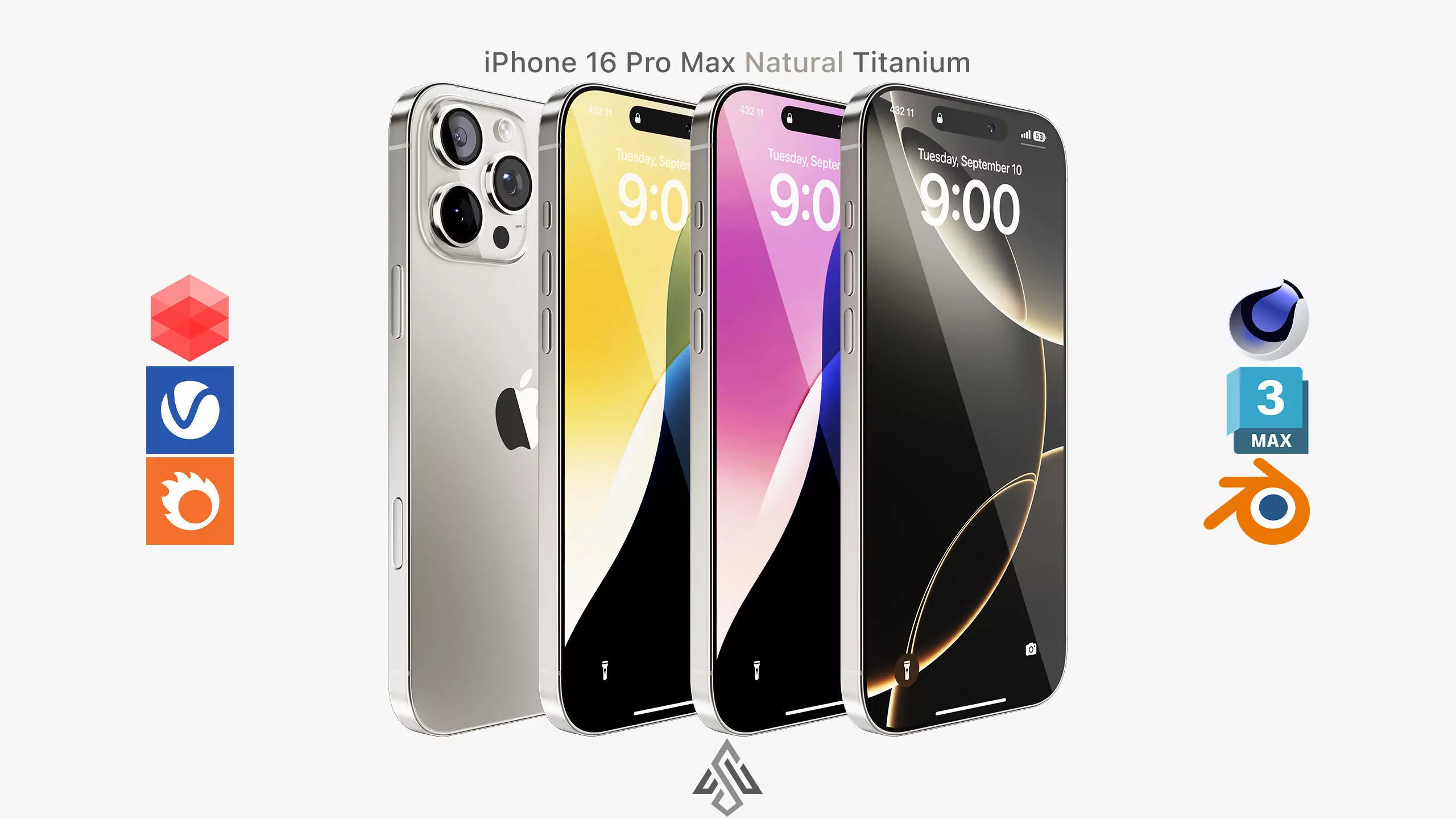 Apple iPhone 16 Pro Max Natural Titanium 3D model