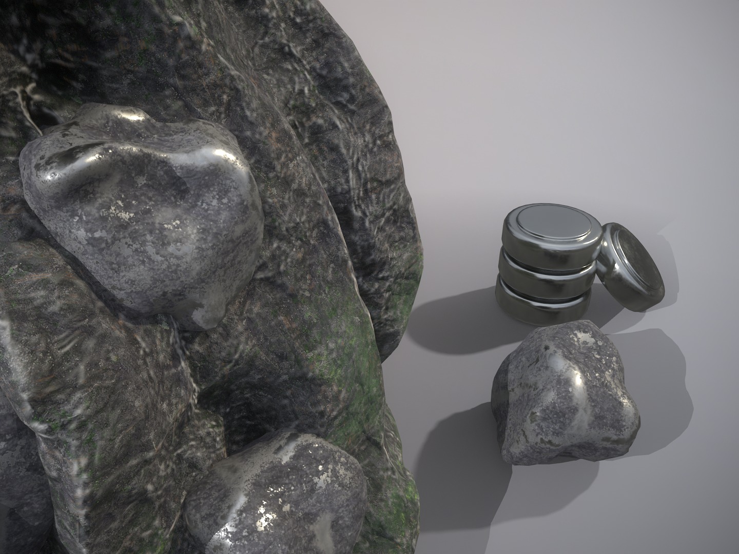 Silver ore deposit and refined silver resource Low-poly 3D model_3