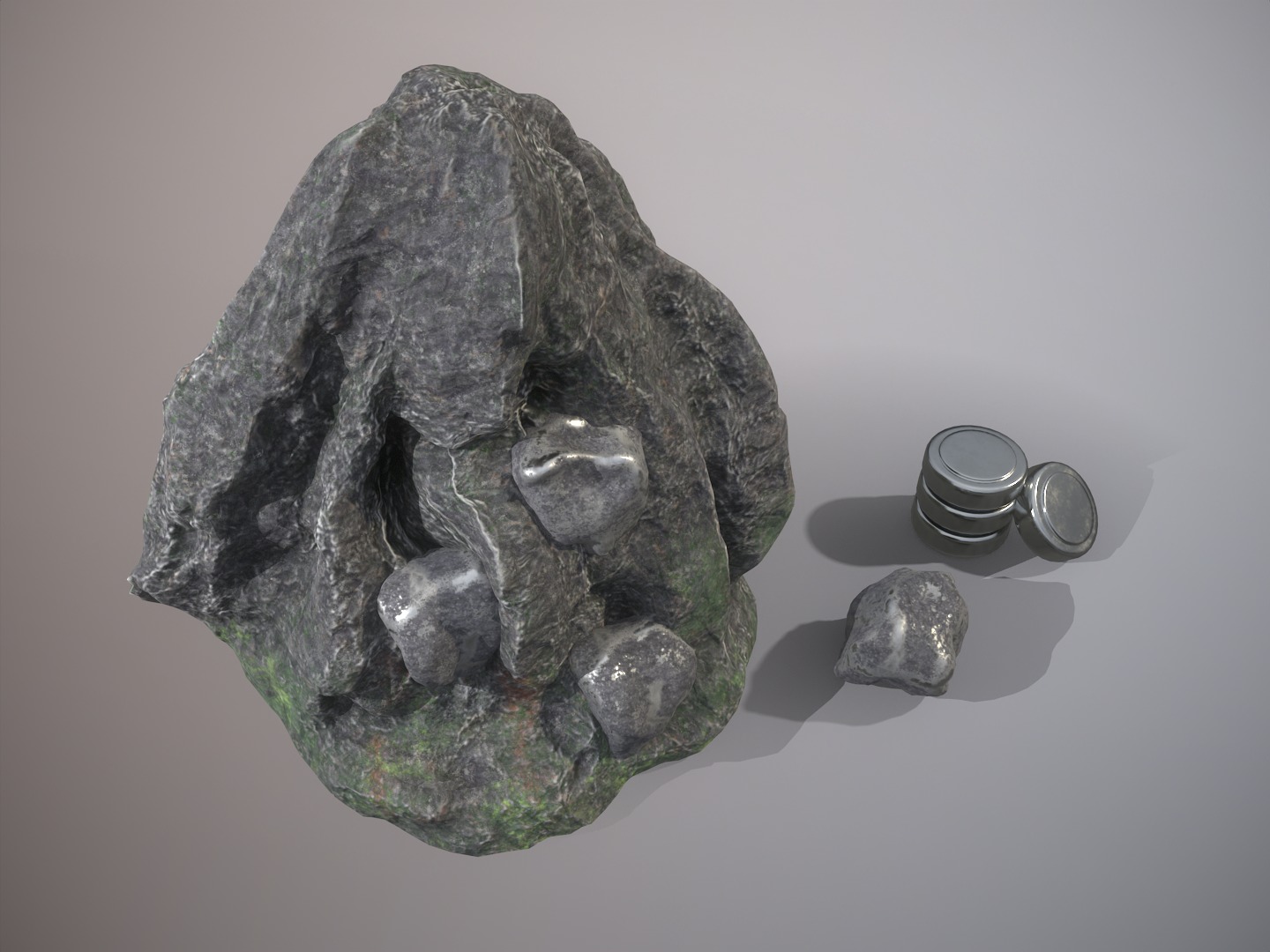 Silver ore deposit and refined silver resource Low-poly 3D model_7