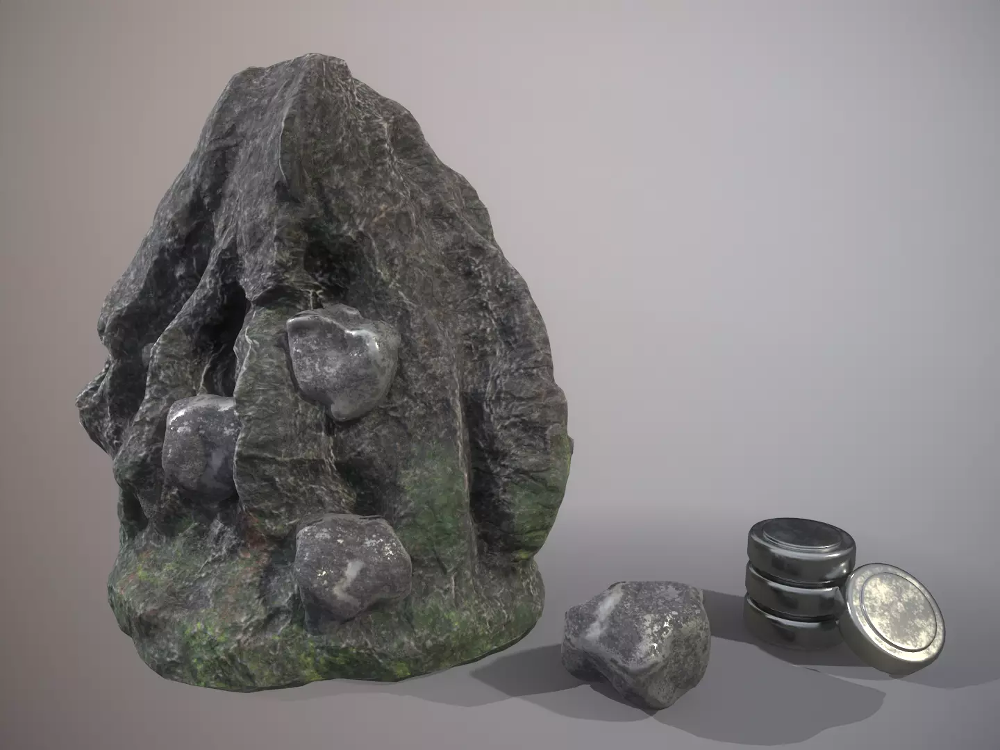 Silver ore deposit and refined silver resource Low-poly 3D model_0