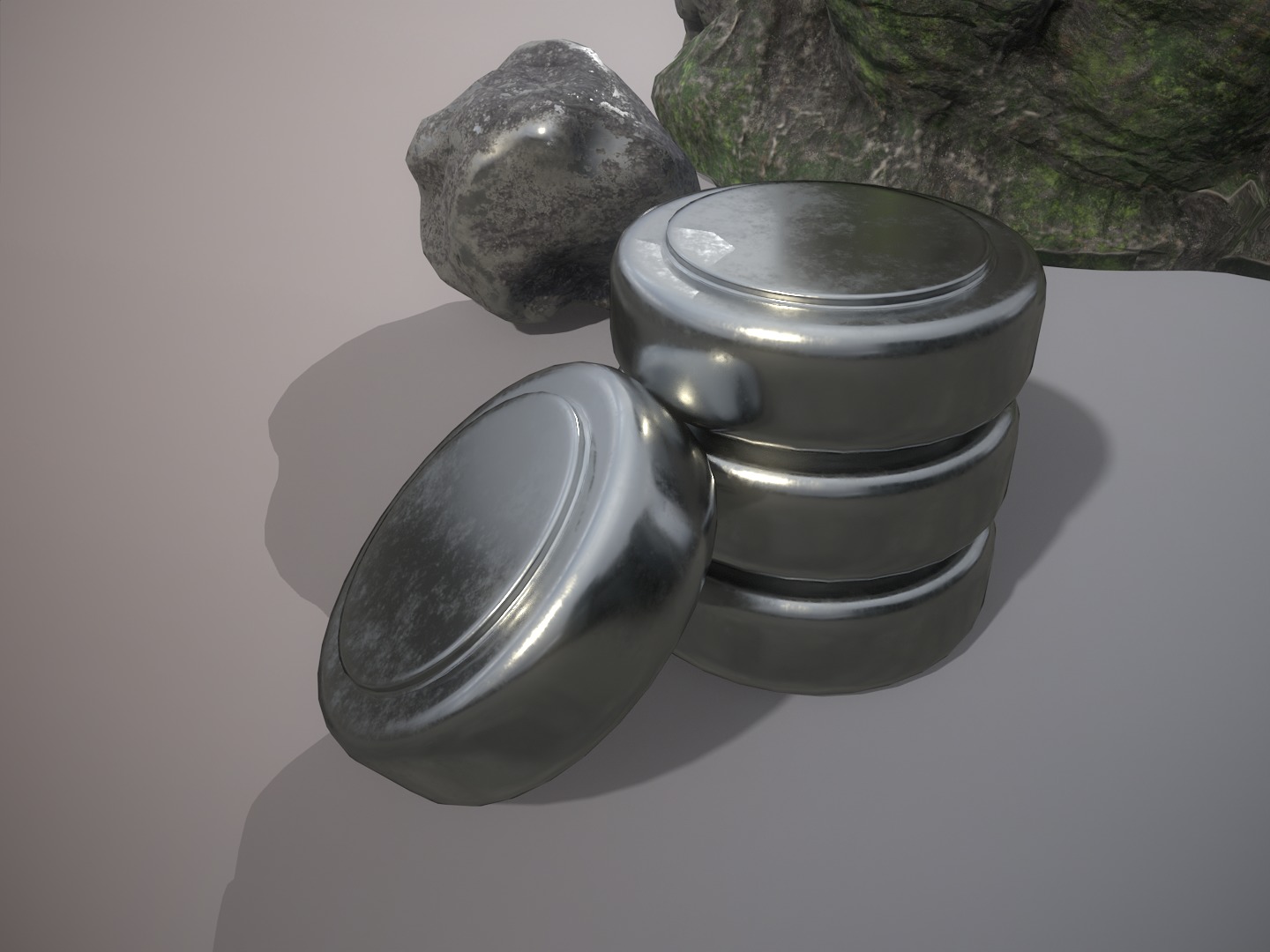 Silver ore deposit and refined silver resource Low-poly 3D model_2