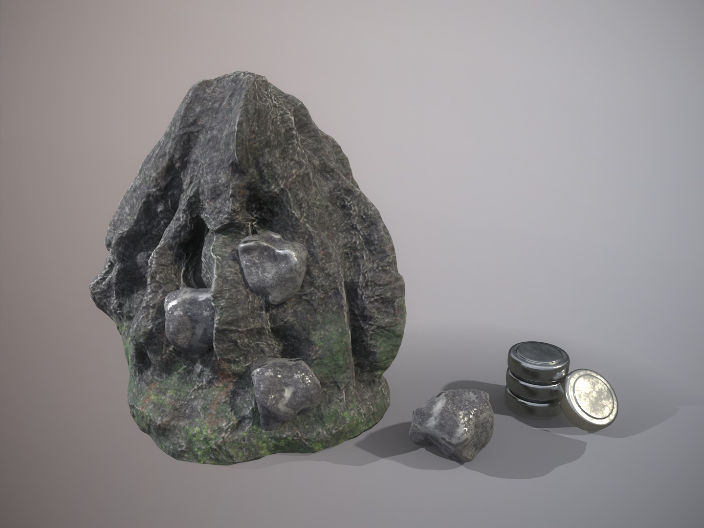 Silver ore deposit and refined silver resource Low-poly 3D model_8