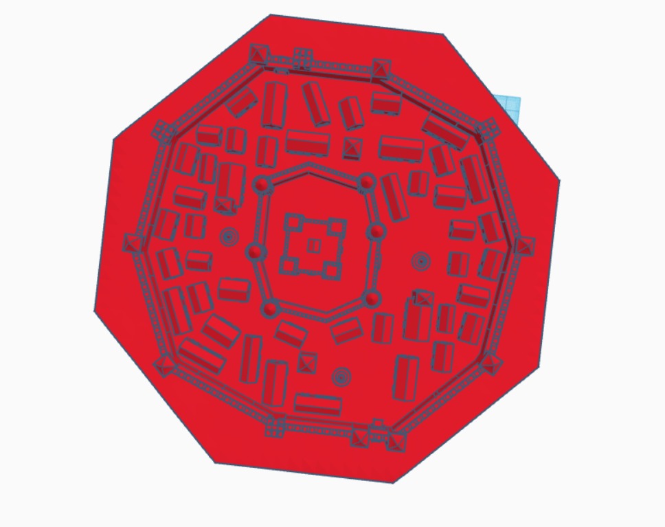 Medieval Walled City with Central Fortress - 3D Printable Model 3D print model_1