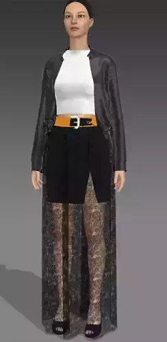 Leather jacket blouse skirt  Low-poly 3D model