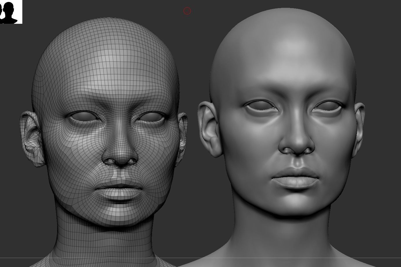 Asian Female Head Basemesh 3D model_4