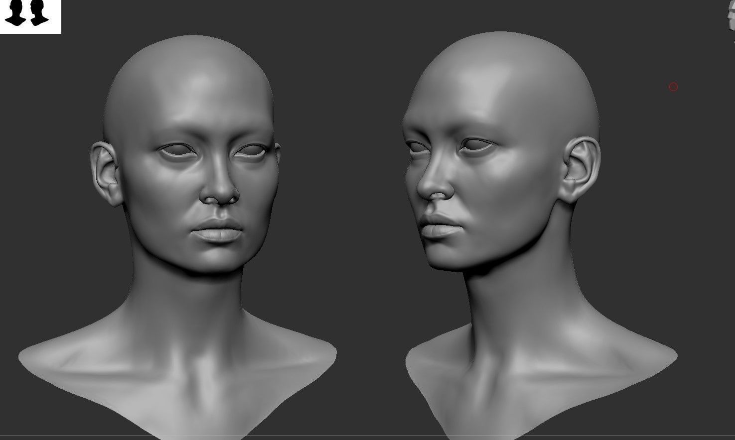 Asian Female Head Basemesh 3D model_3