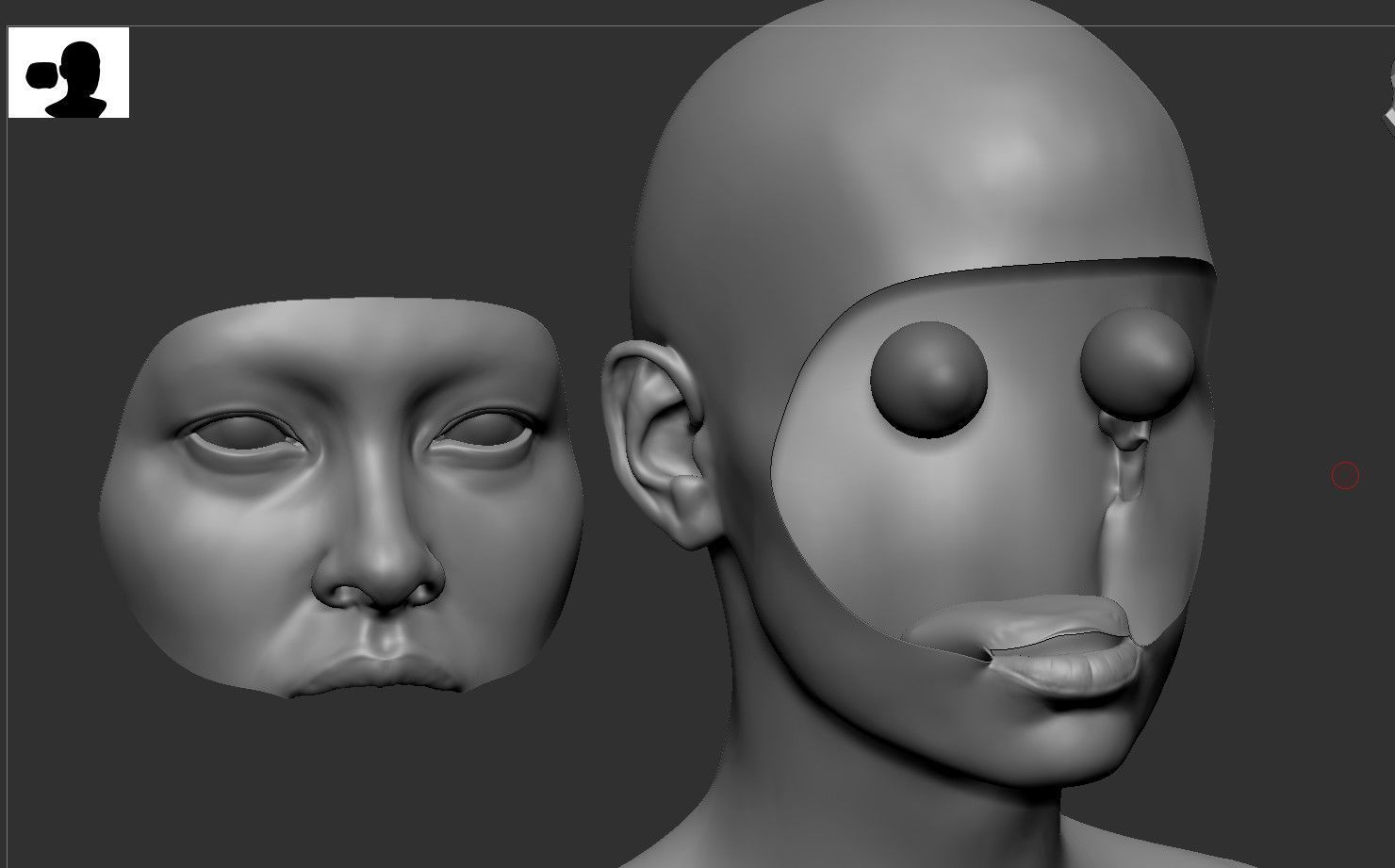 Asian Female Head Basemesh 3D model_6