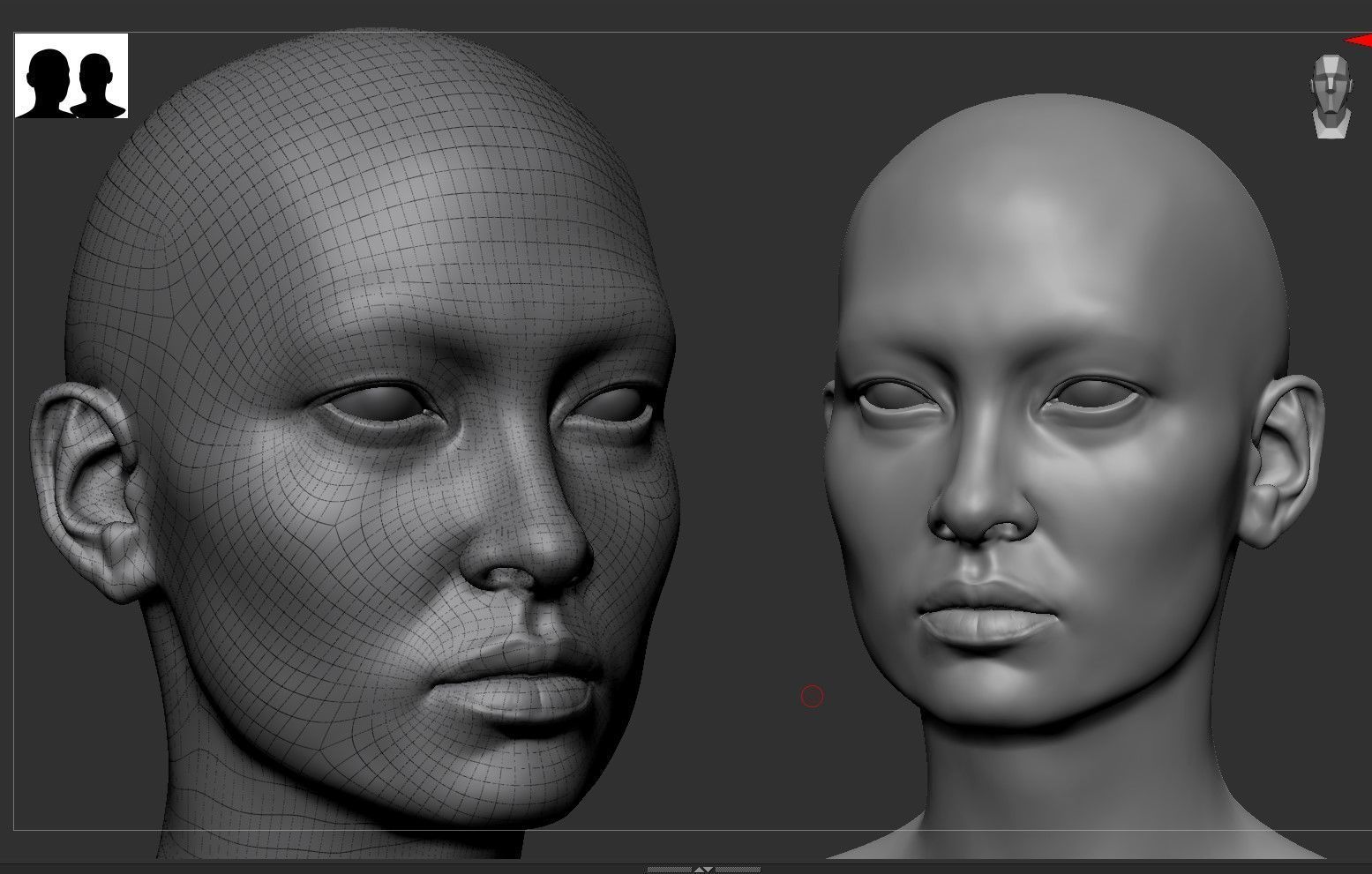 Asian Female Head Basemesh 3D model_5