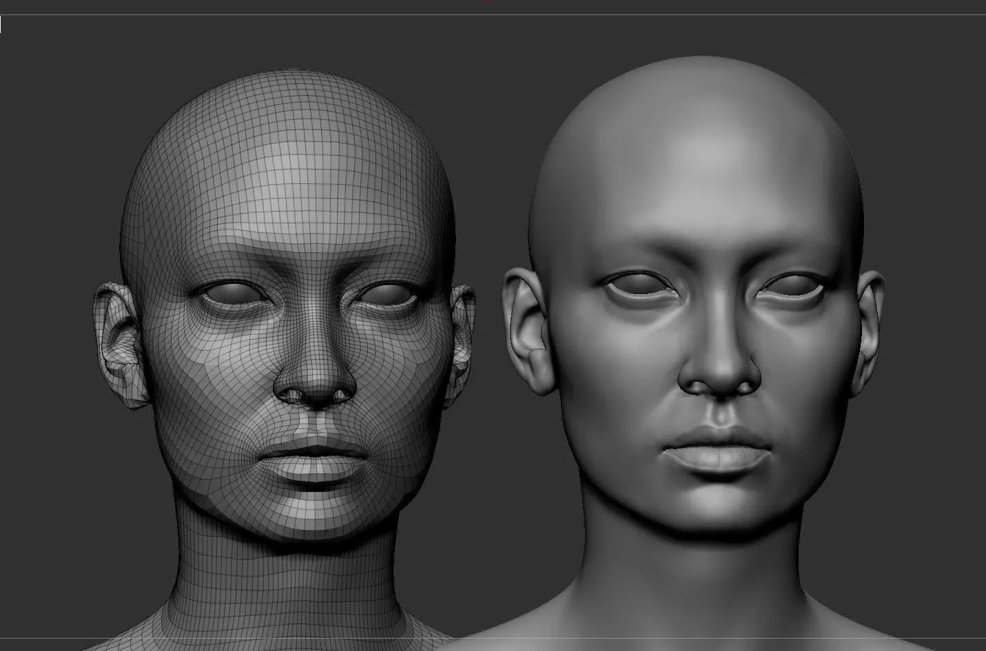 Asian Female Head Basemesh 3D model_0