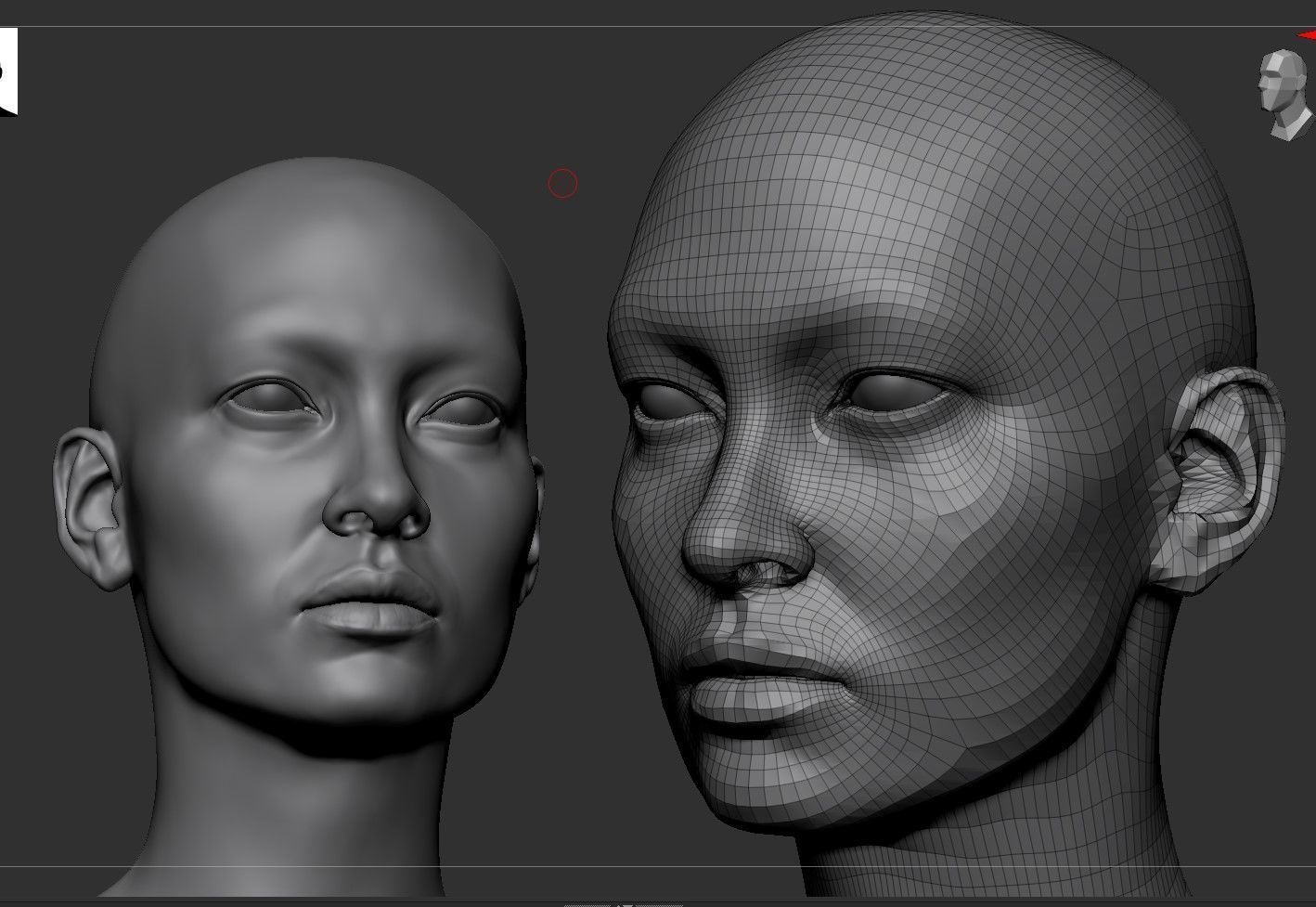 Asian Female Head Basemesh 3D model_1