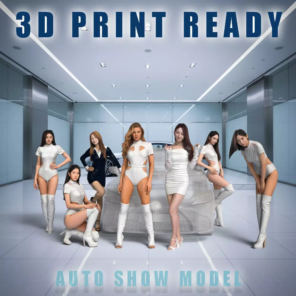 Car Show Girls  11 Pose Collection 3D Printable Models 3D print model_0