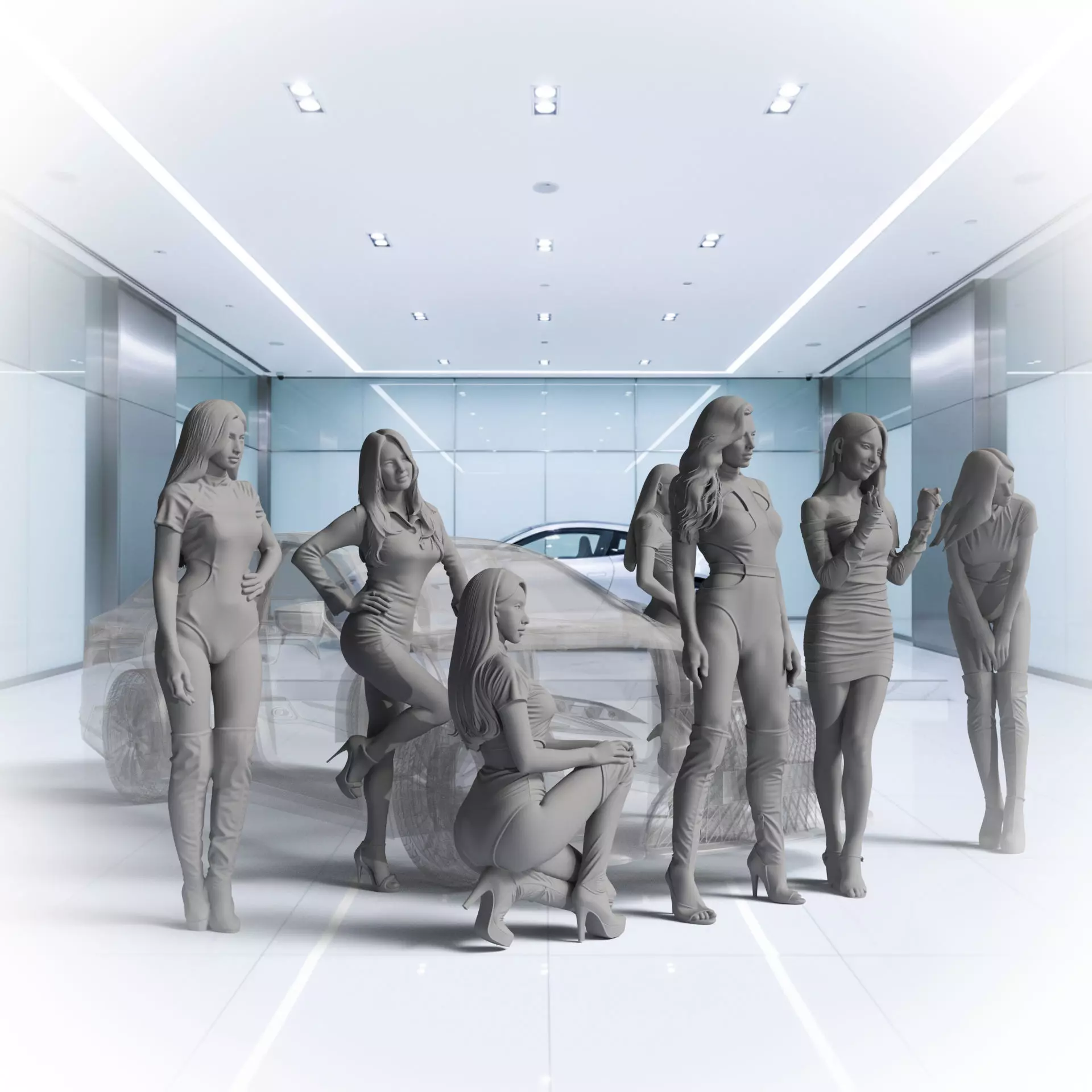 Car Show Girls  11 Pose Collection 3D Printable Models 3D print model_20