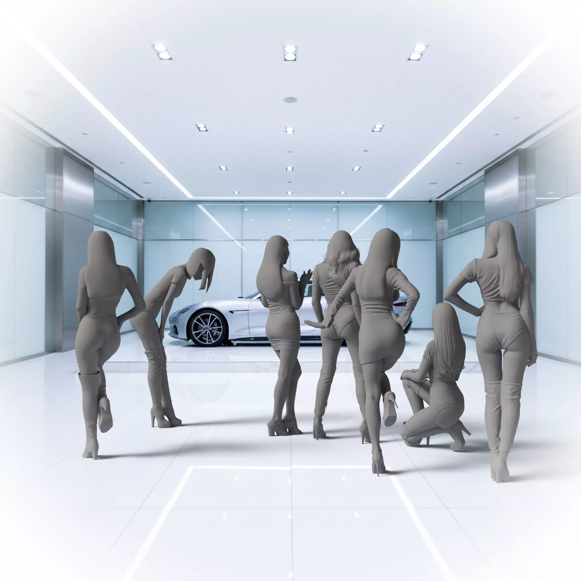 Car Show Girls  11 Pose Collection 3D Printable Models 3D print model_4