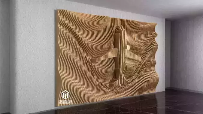 Parametric Wavy Wooden Wall Decor 10 - wood cutting machines 3D model