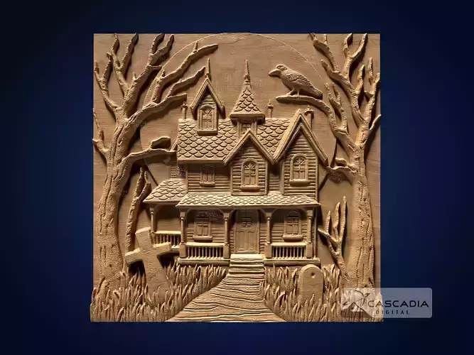 Haunted House CNC Router Carving Casting Relief Halloween decor