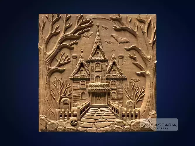 Haunted House CNC Router Carving Casting Relief Halloween decor