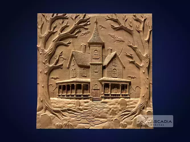 Haunted House CNC Router Carving Casting Relief Halloween decor