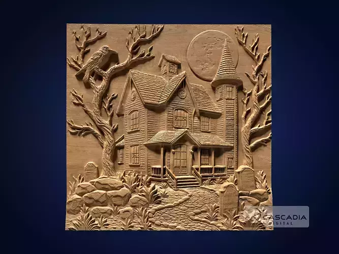 Haunted House CNC Router Carving Casting Relief Halloween decor