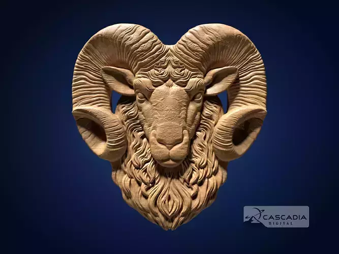 Ram Head - CNC Router Carving Casting sheep livestock 3D print model