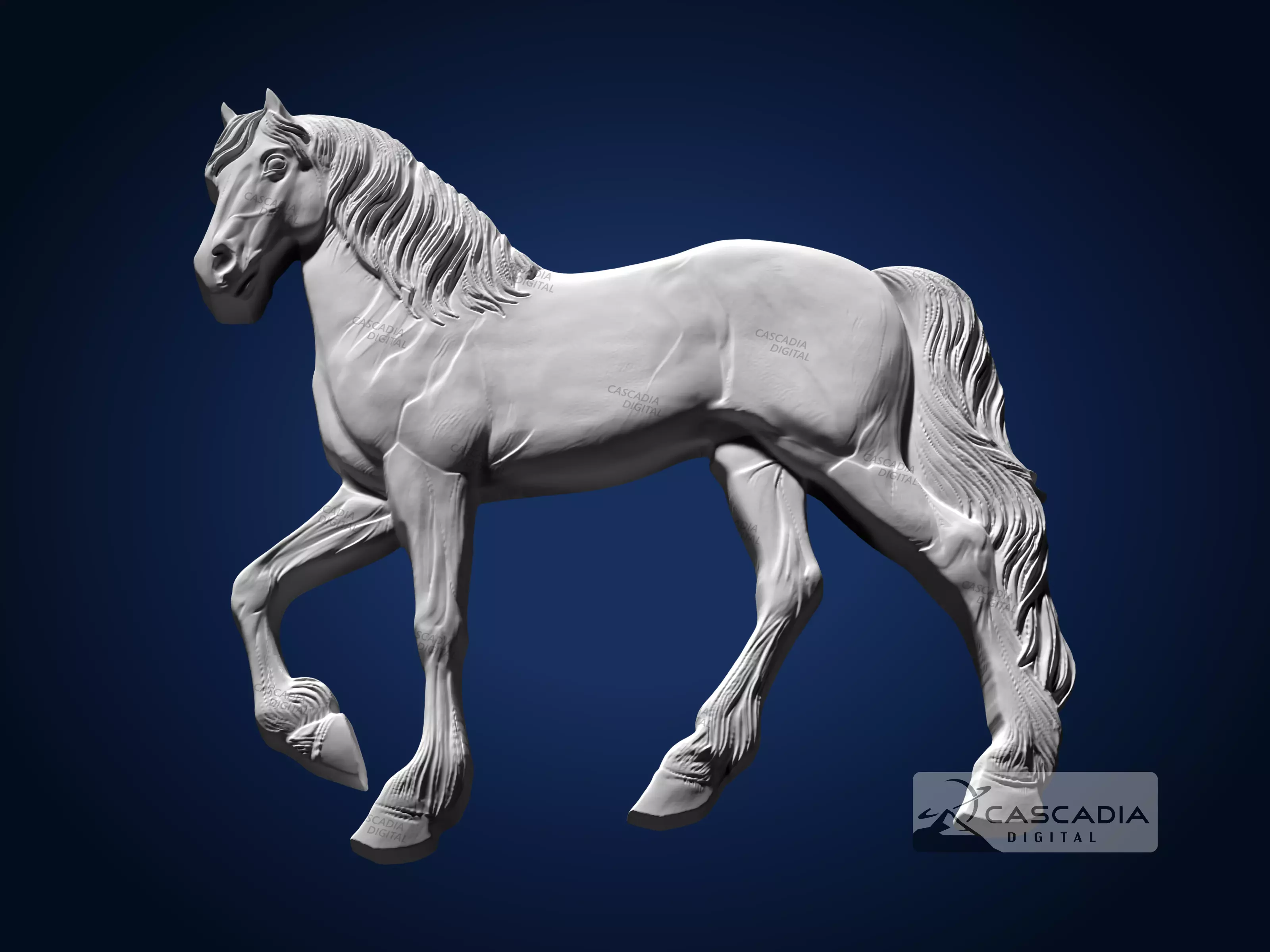 Horse - CNC Router Carving Casting Farm animal stallion 3D print model_2