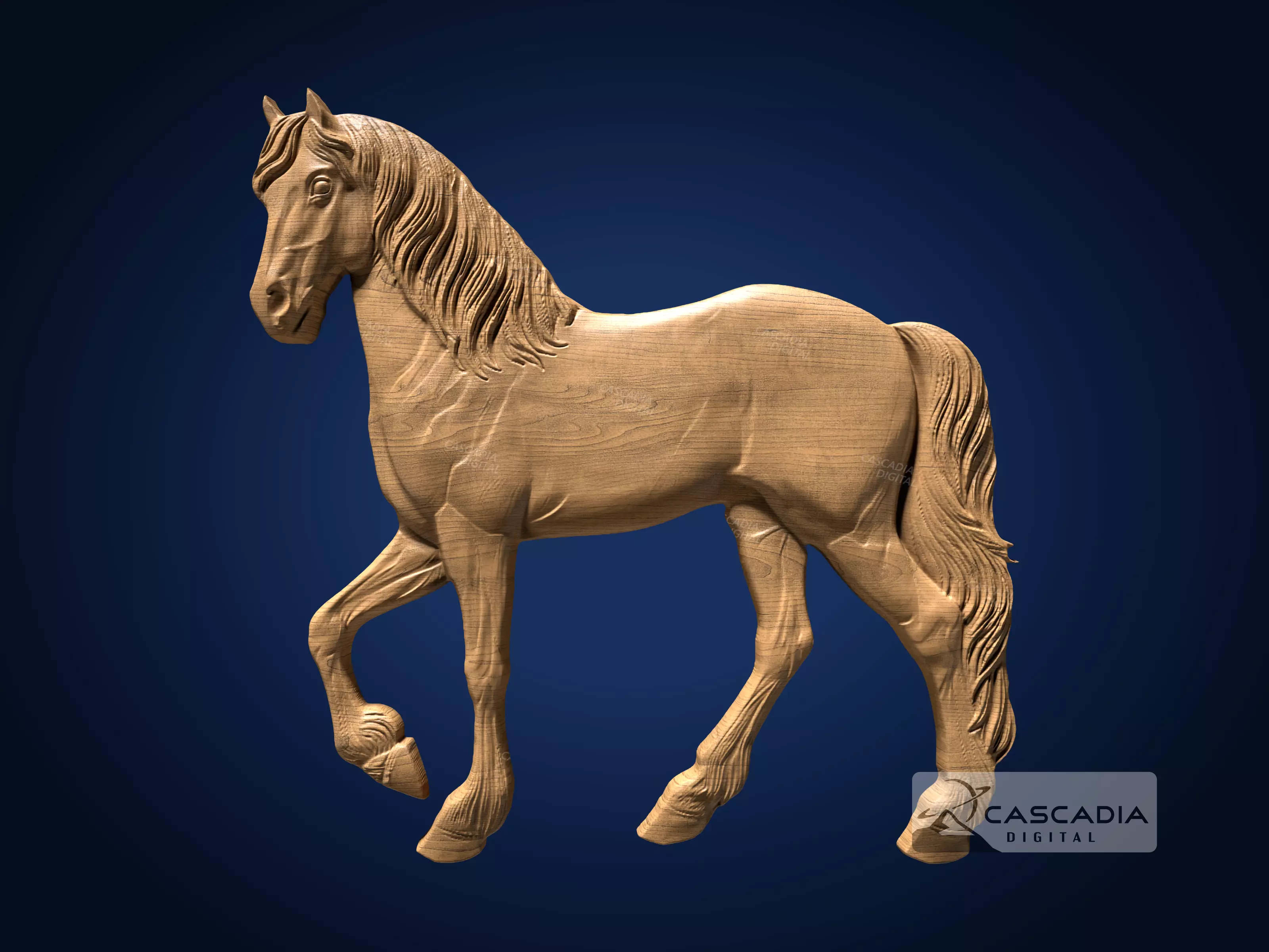 Horse - CNC Router Carving Casting Farm animal stallion 3D print model_0
