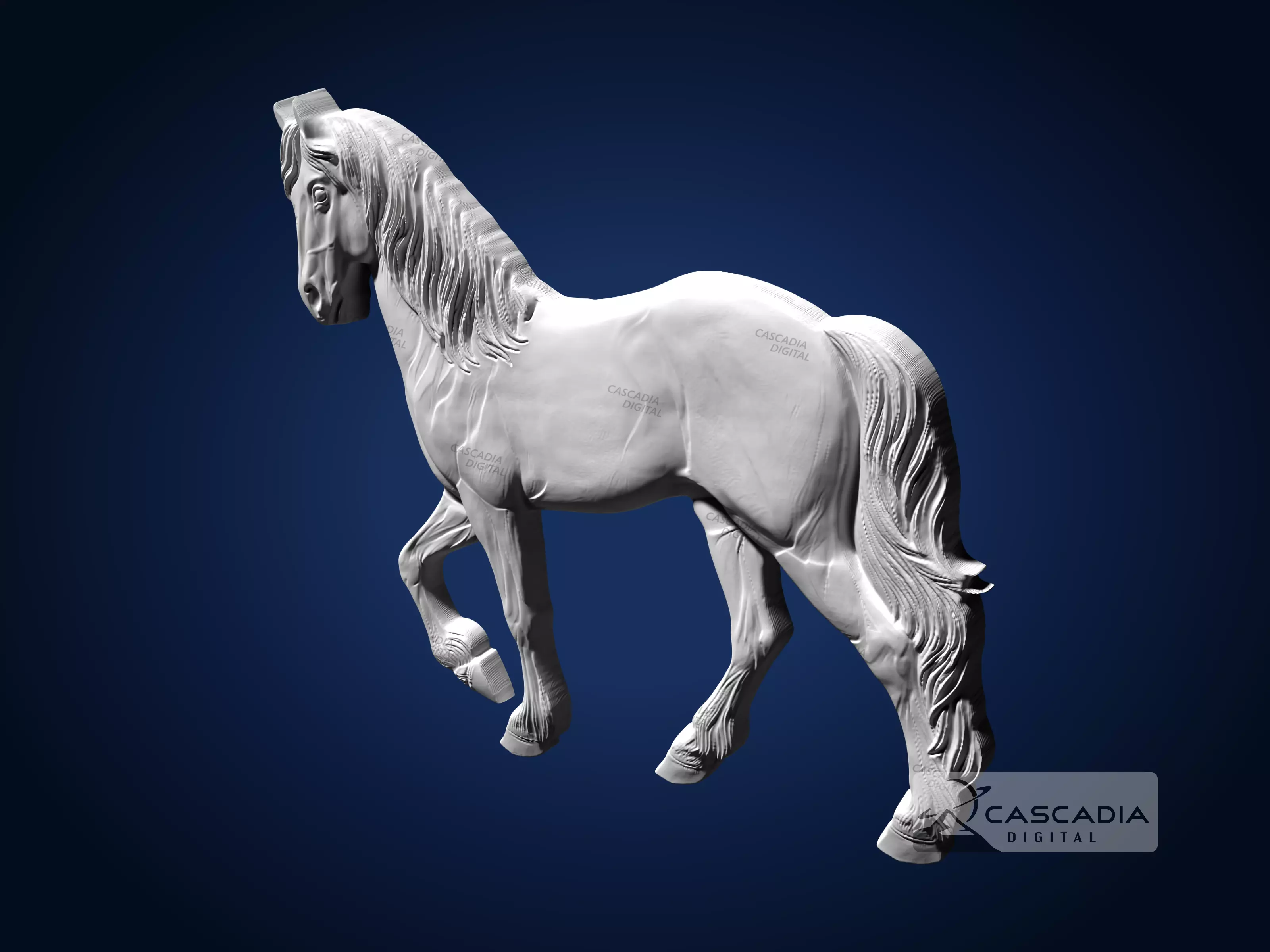 Horse - CNC Router Carving Casting Farm animal stallion 3D print model_4