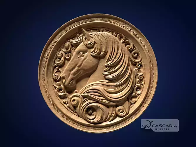 Horse Round - CNC Router Carving Casting stallion cowboy