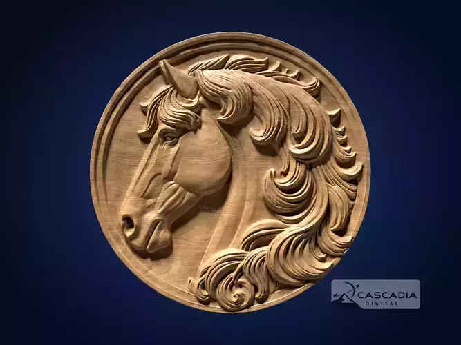 Horse Head Round - CNC Router Carving Casting Farm animal