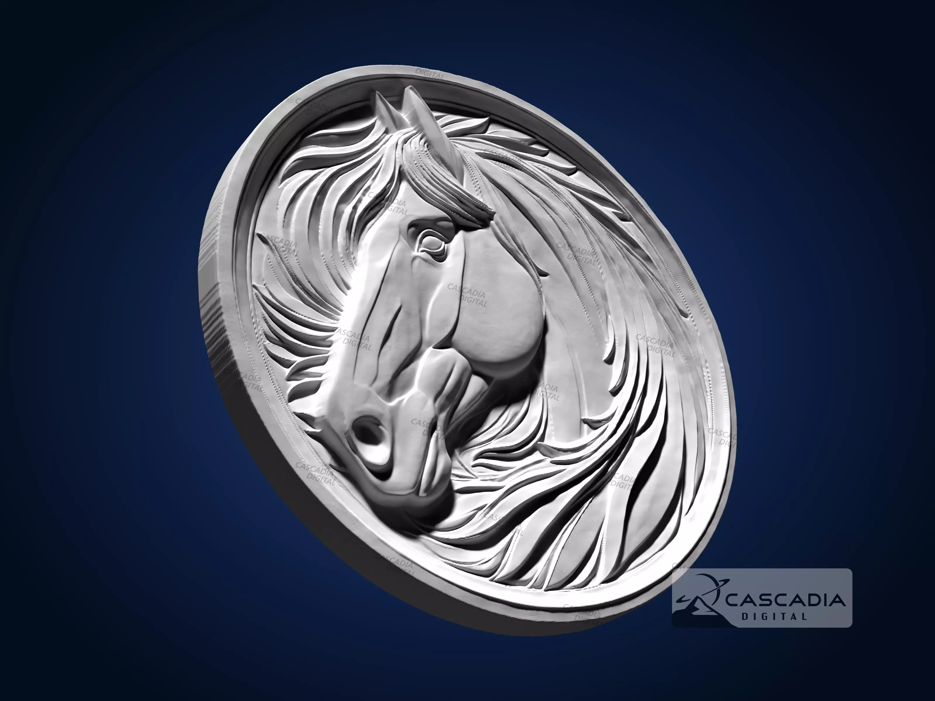 Horse Head Round - CNC Router Carving Casting Farm animal 3D print model_3