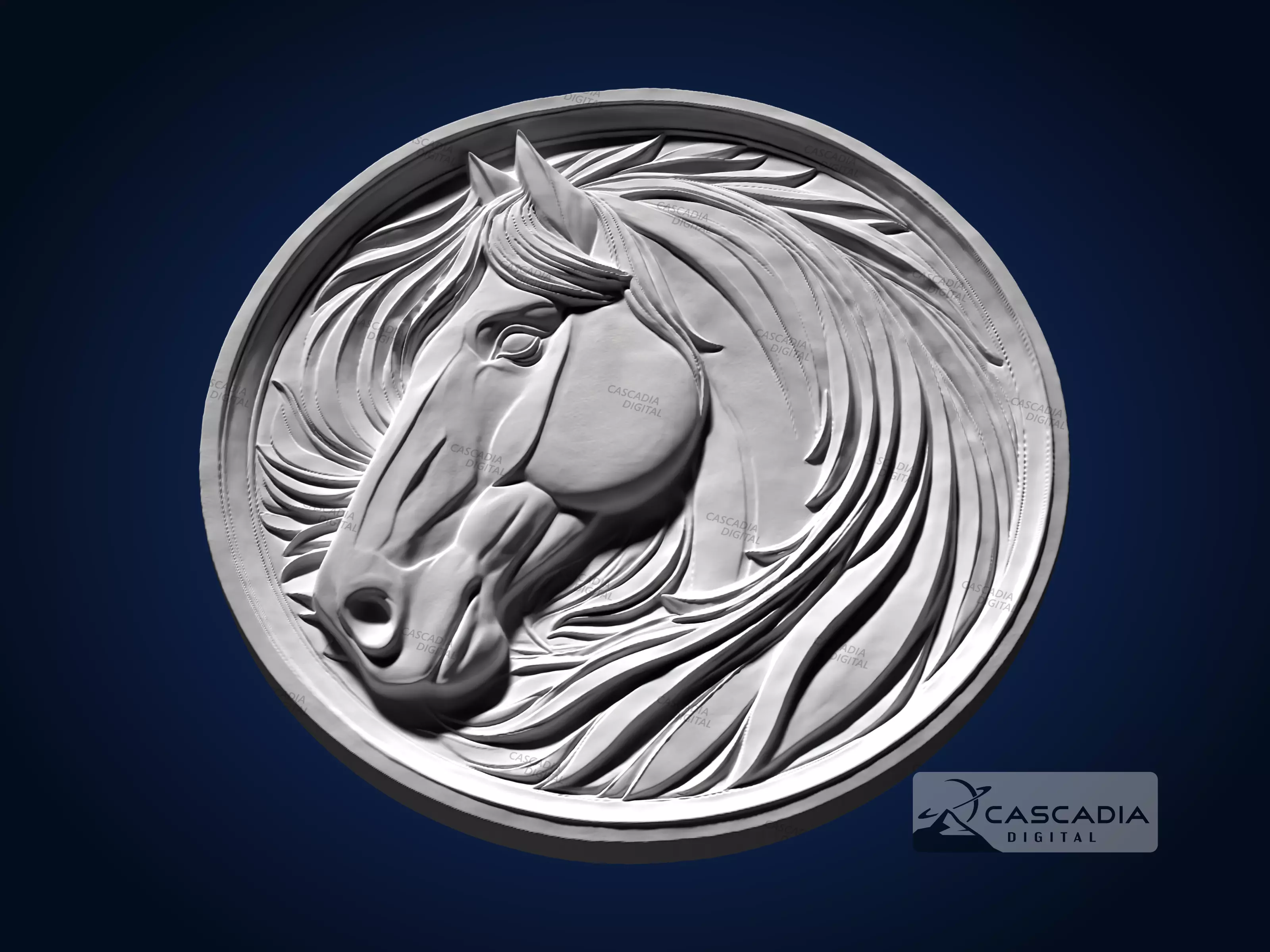 Horse Head Round - CNC Router Carving Casting Farm animal 3D print model_2