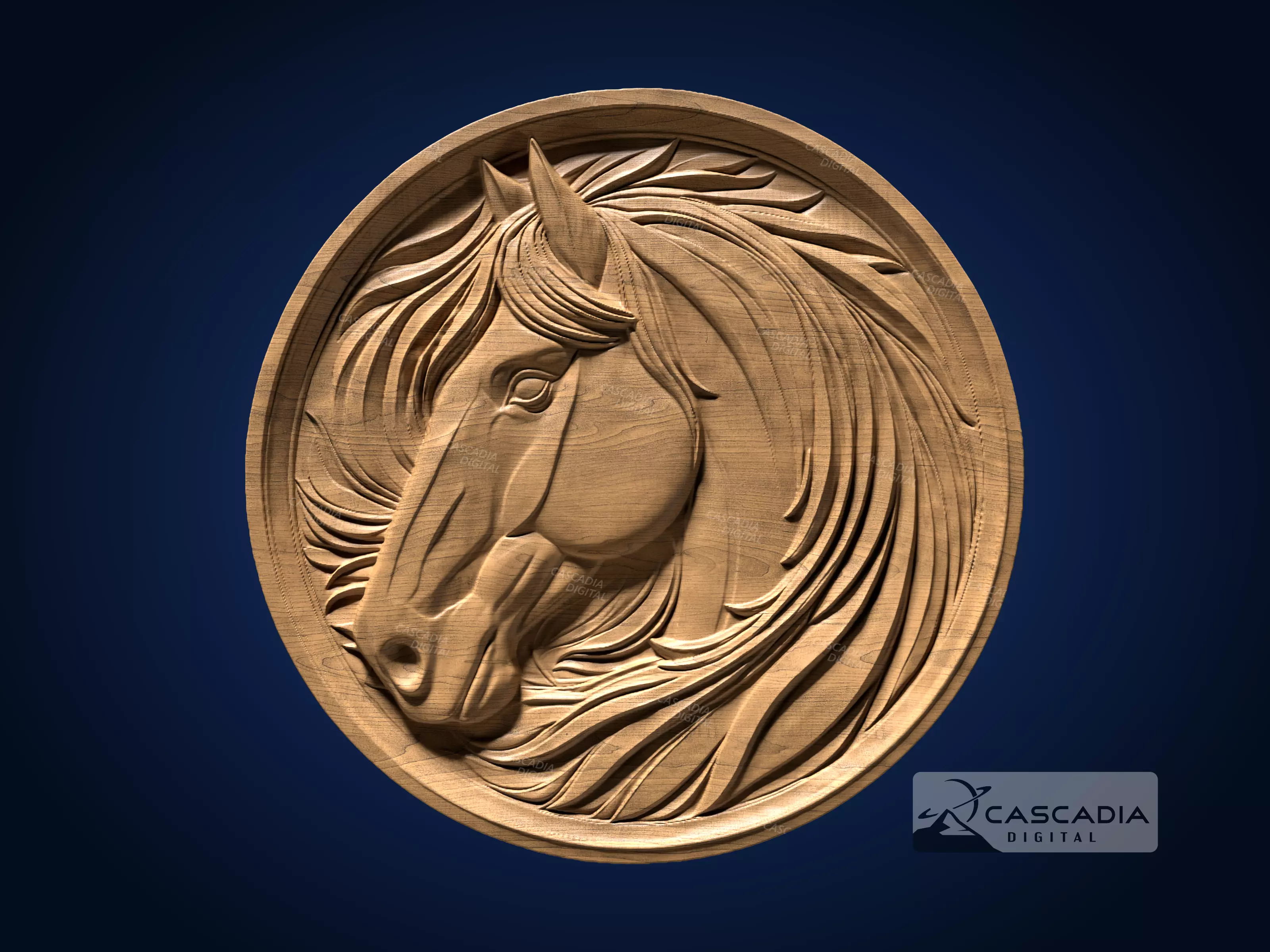 Horse Head Round - CNC Router Carving Casting Farm animal 3D print model_0