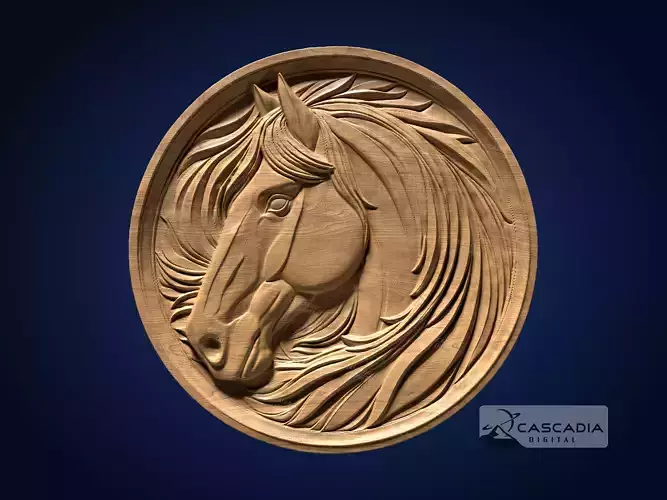 Horse Head Round - CNC Router Carving Casting Farm animal