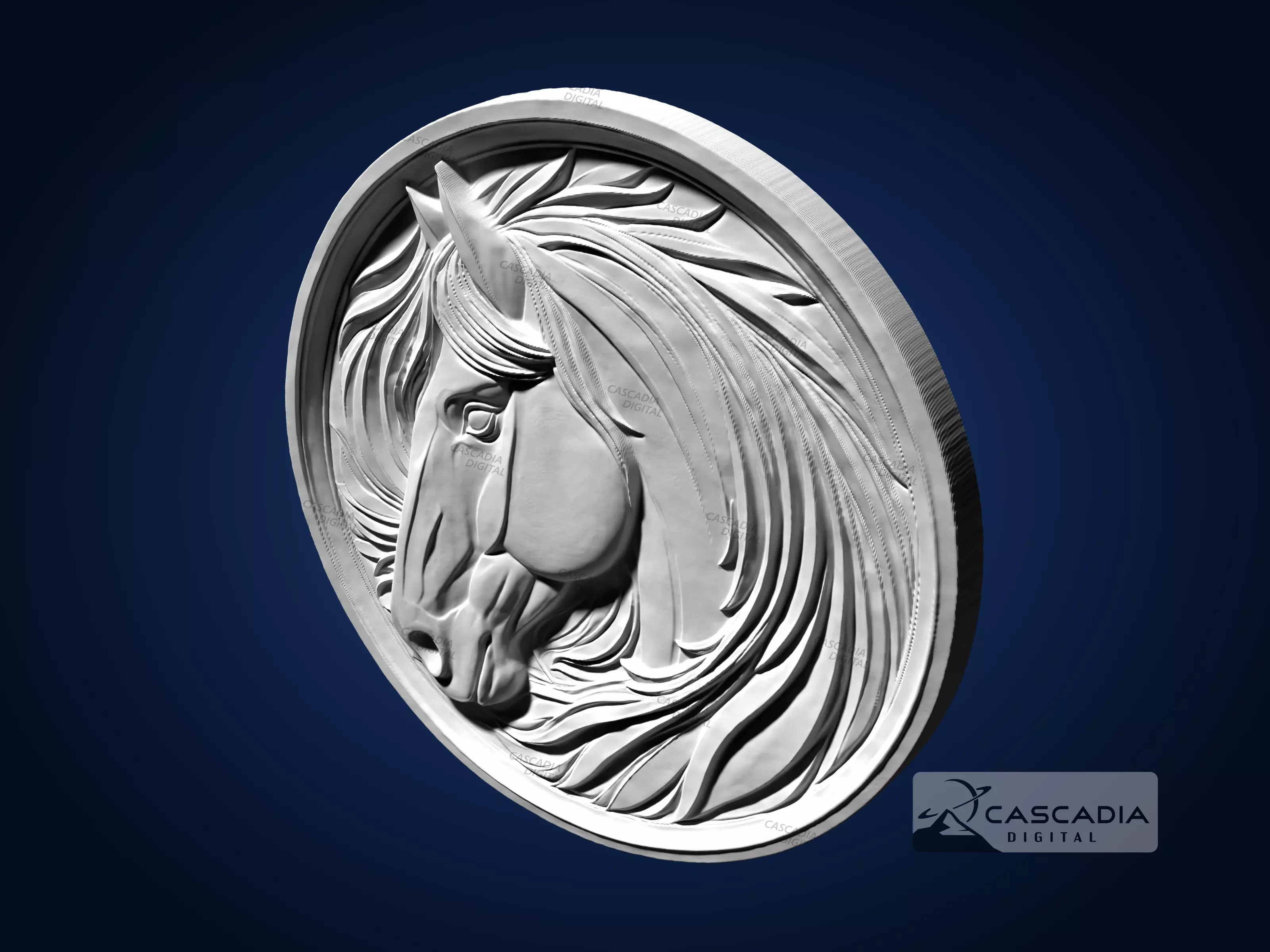 Horse Head Round - CNC Router Carving Casting Farm animal 3D print model_4