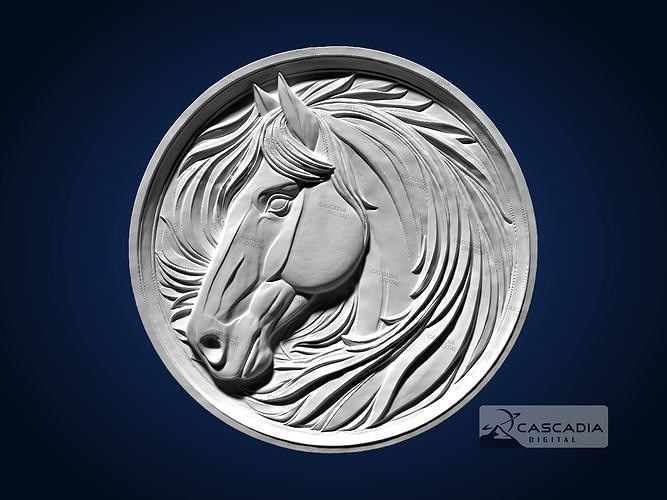 Horse Head Round CNC Router Carving Casting Relief Farm animal 3D print model