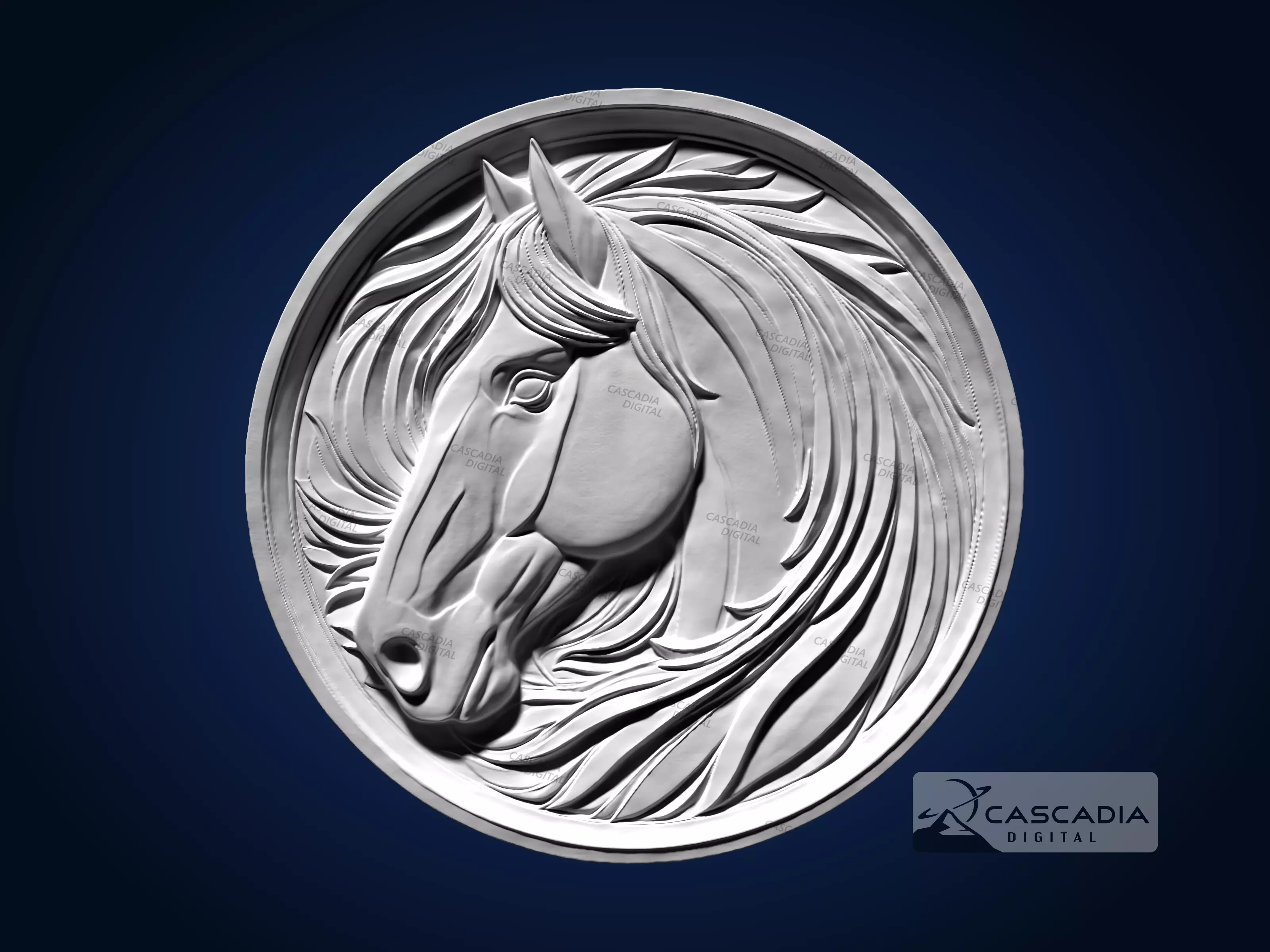 Horse Head Round - CNC Router Carving Casting Farm animal 3D print model_1